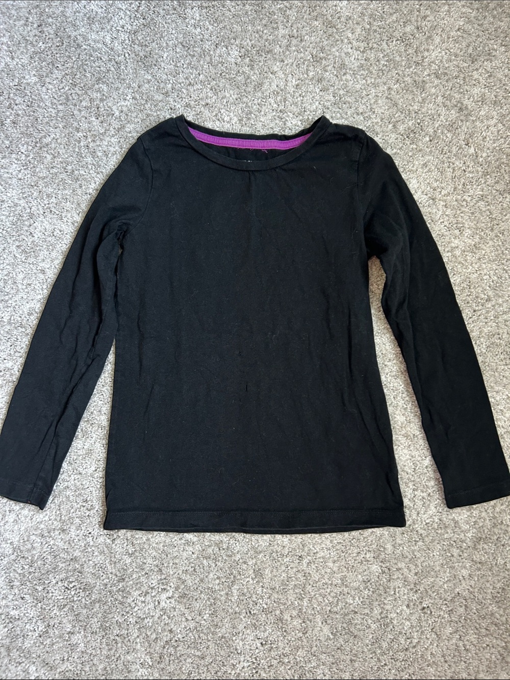 Cherokee Black Long Sleeve Tee with Purple Trim